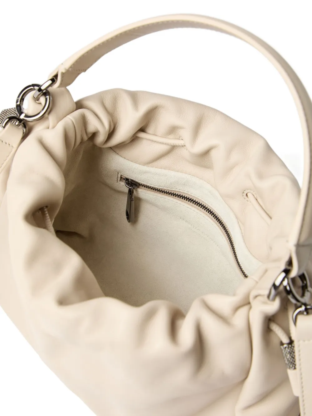 Brunello Cucinelli Mellow kleine leren bucket-tas Beige
