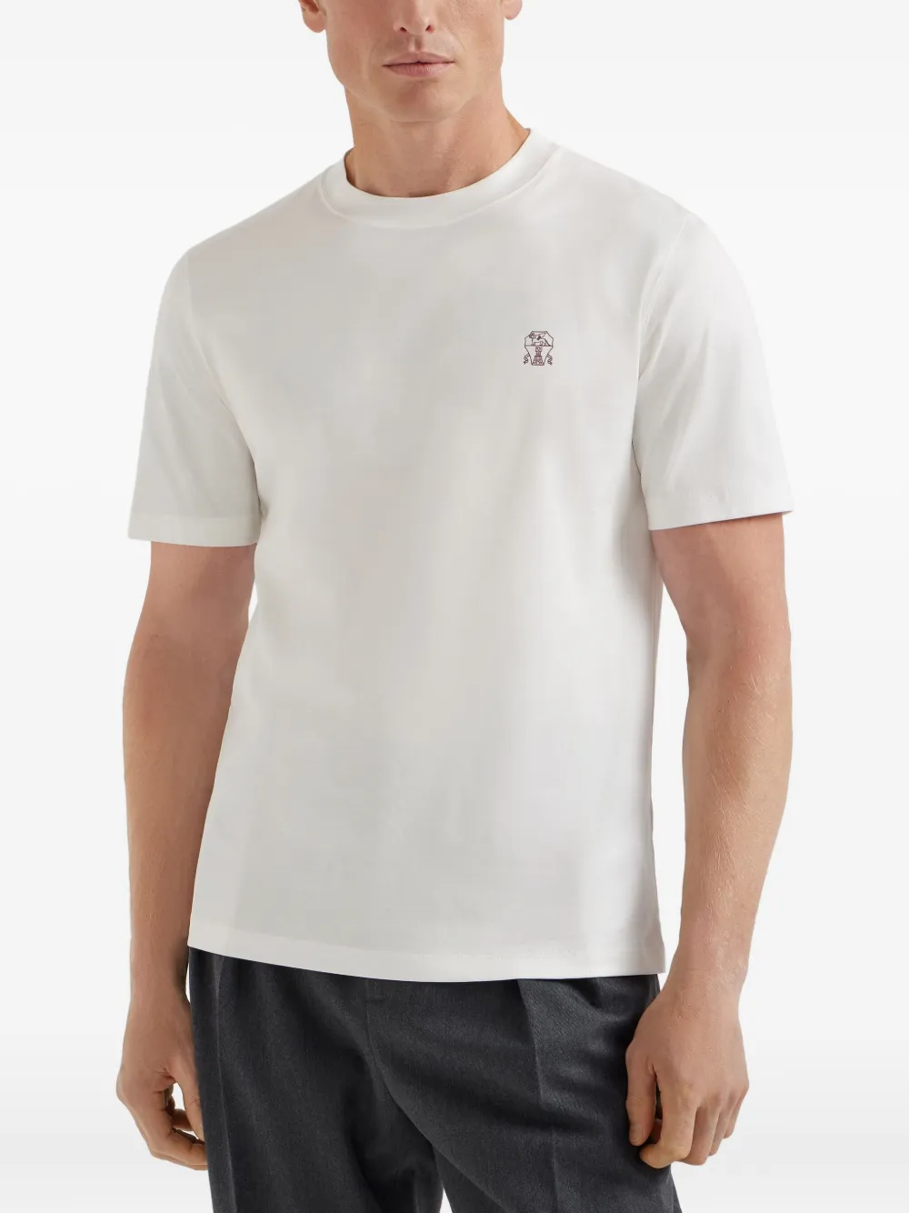 Brunello Cucinelli T-shirt met logoprint Beige