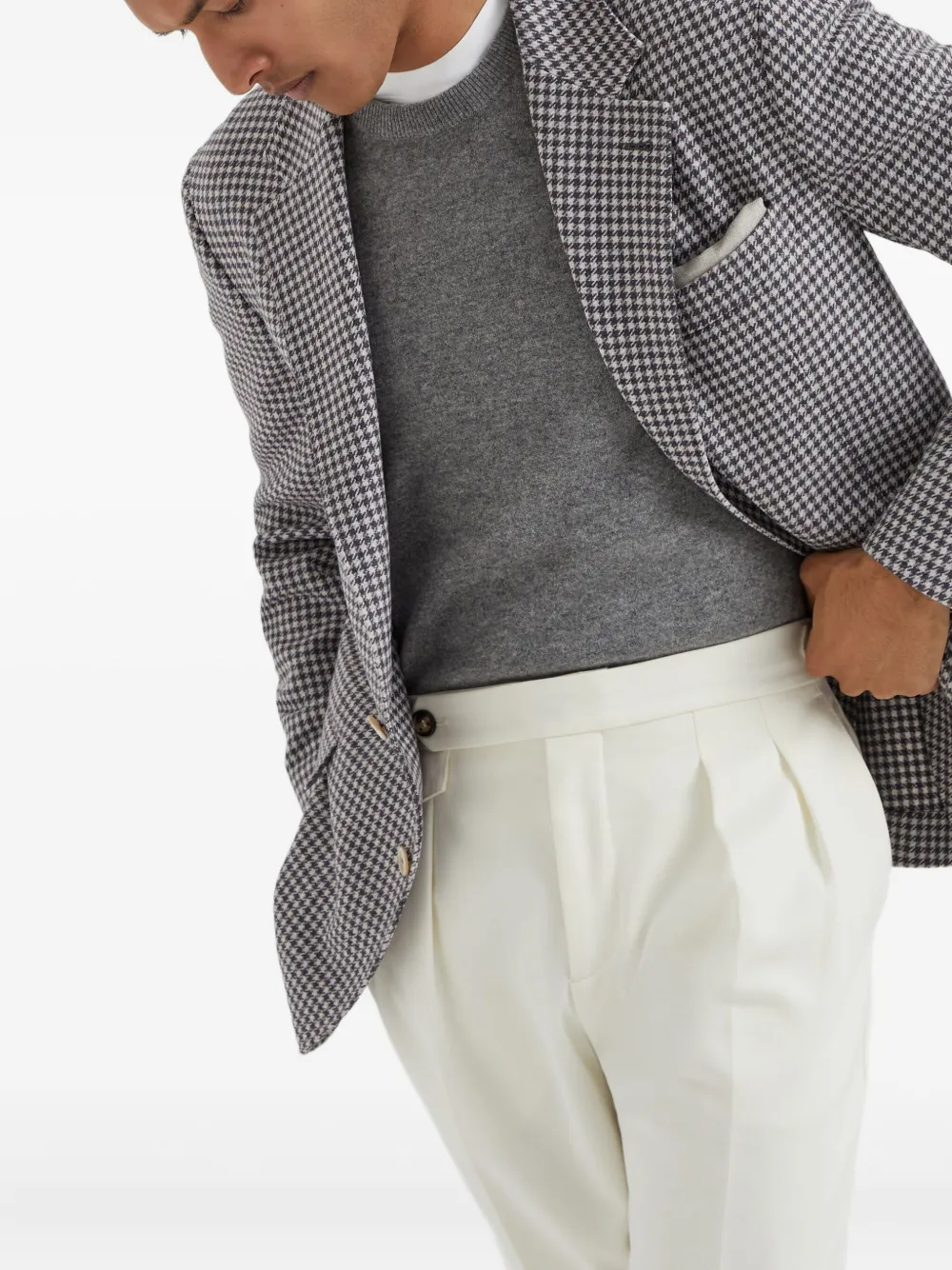 Brunello Cucinelli Blazer met pied-de-poule print Rood
