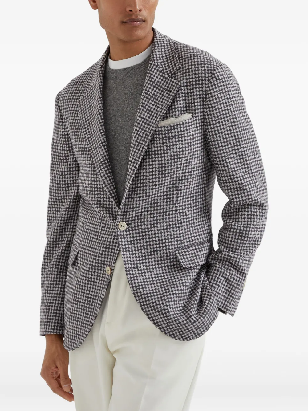 Brunello Cucinelli Blazer met pied-de-poule print Rood