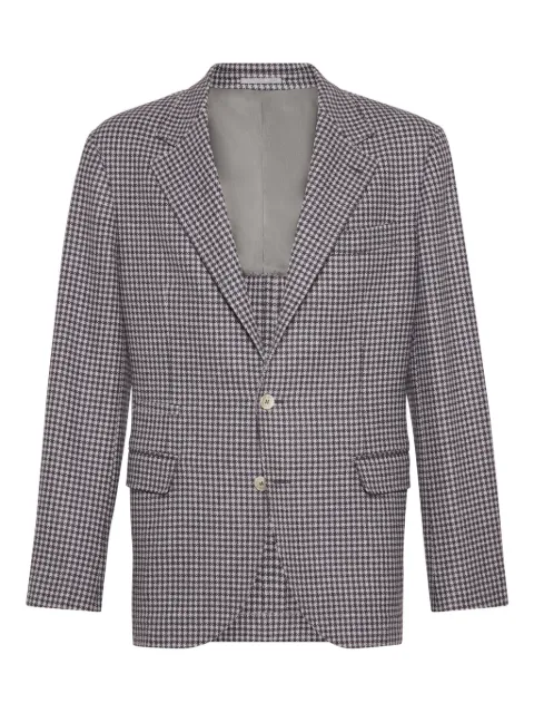Brunello Cucinelli بليزر بكاروهات مكسورة