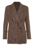Brunello Cucinelli double-breasted checked blazer - Brown