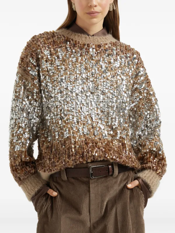Brunello Cucinelli ombré-effect sequin-embellished Sweater