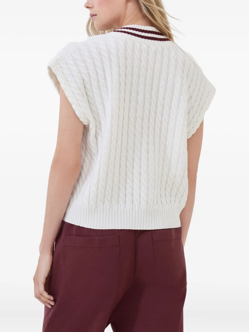 Brunello Cucinelli cable-knit v-neck sweater Wit