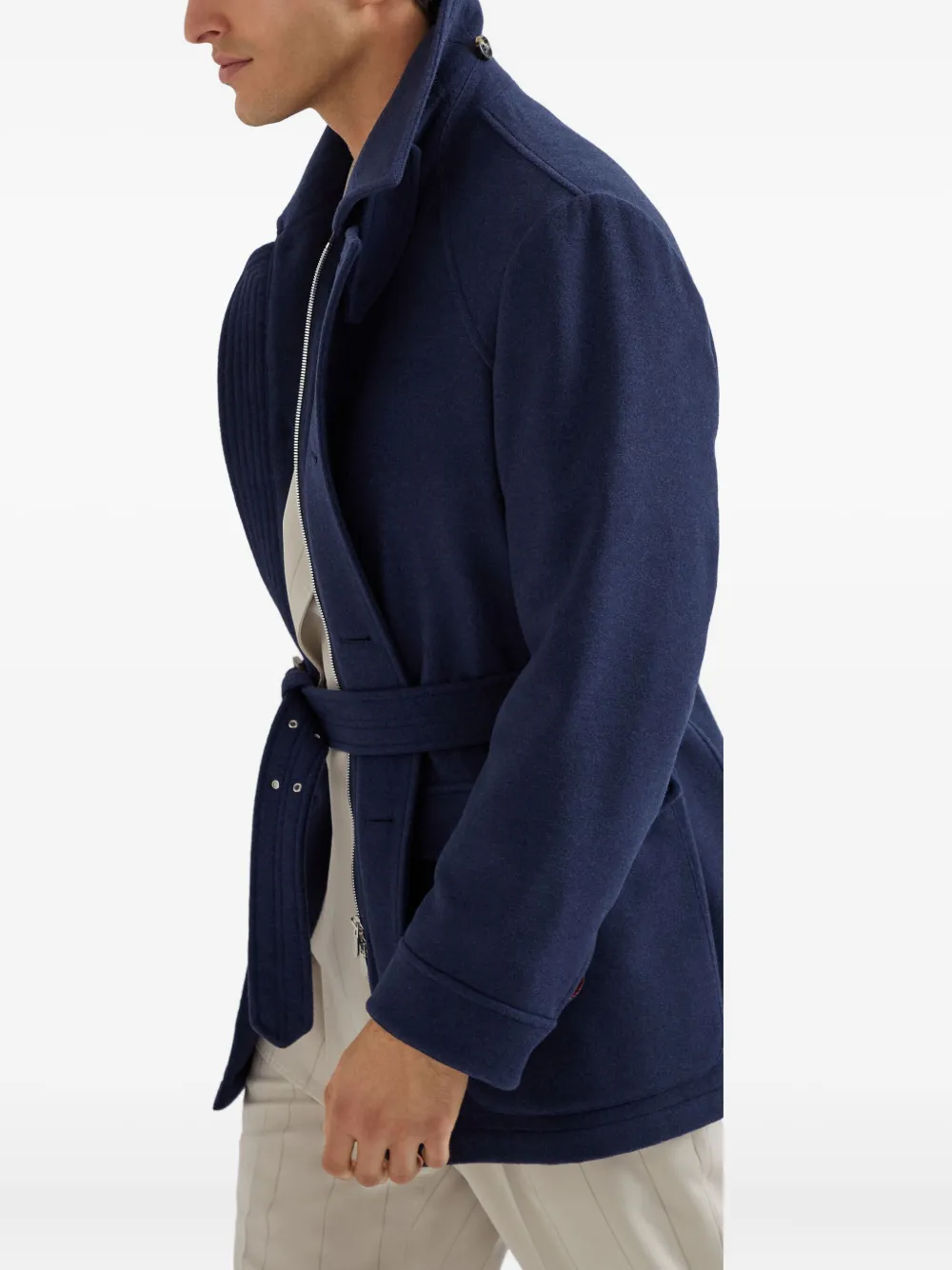 Brunello Cucinelli Jas met riem Blauw