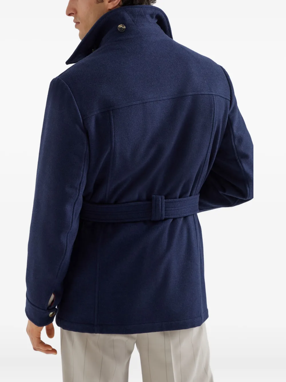 Brunello Cucinelli Jas met riem Blauw