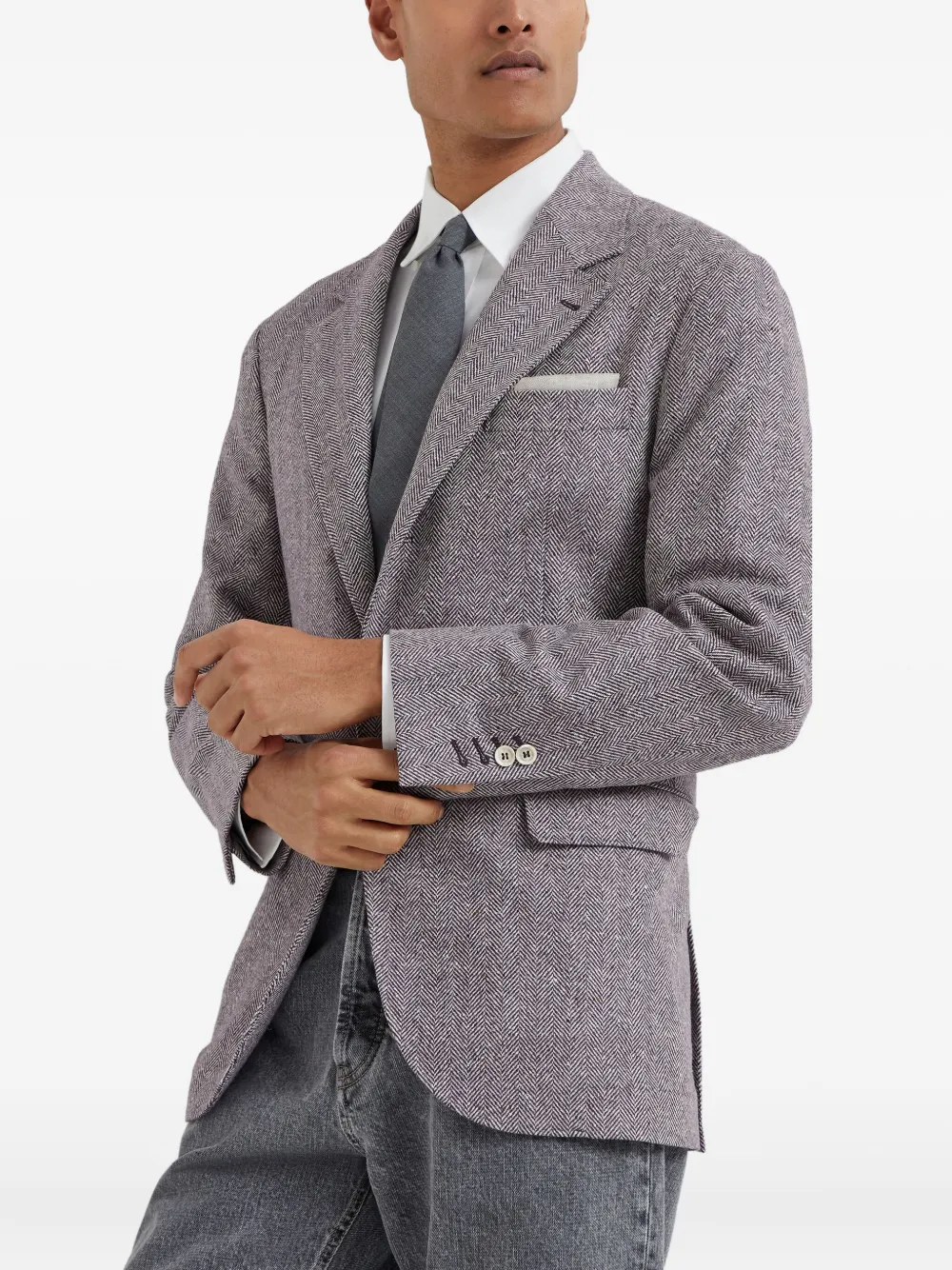 Brunello Cucinelli Blazer met dubbele rij knopen Paars