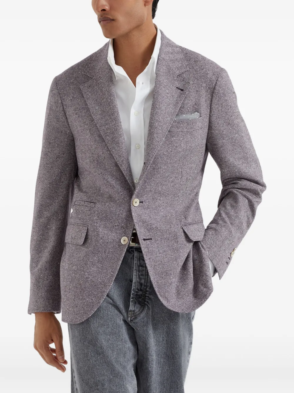 Brunello Cucinelli Blazer met dubbele rij knopen Paars