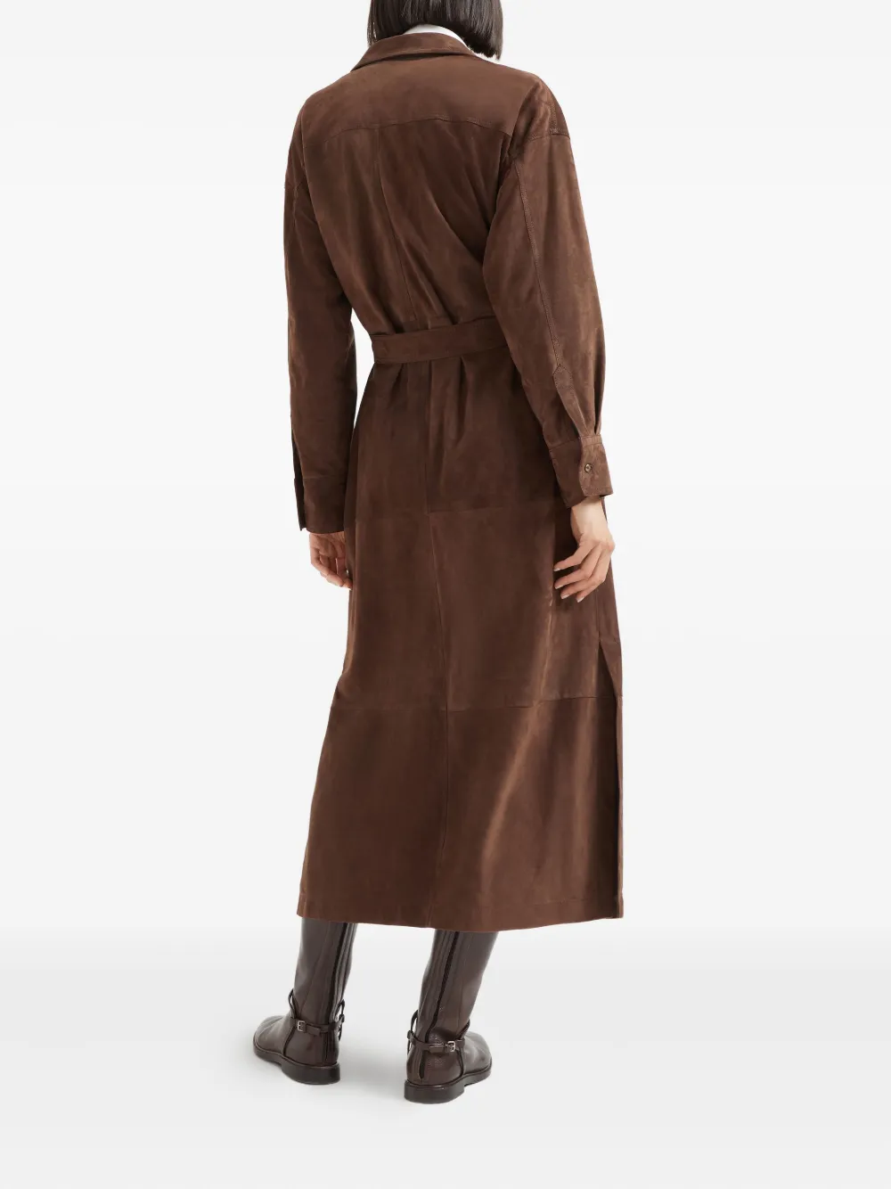 Brunello Cucinelli belted suede shirt dress Bruin