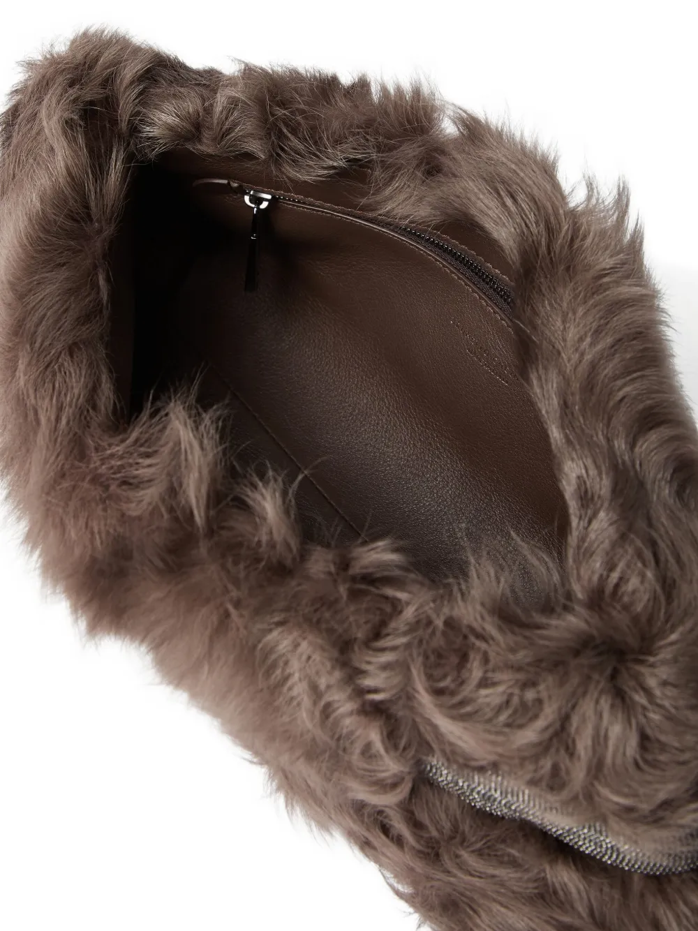 Brunello Cucinelli Wavy shearling clutch bag Bruin