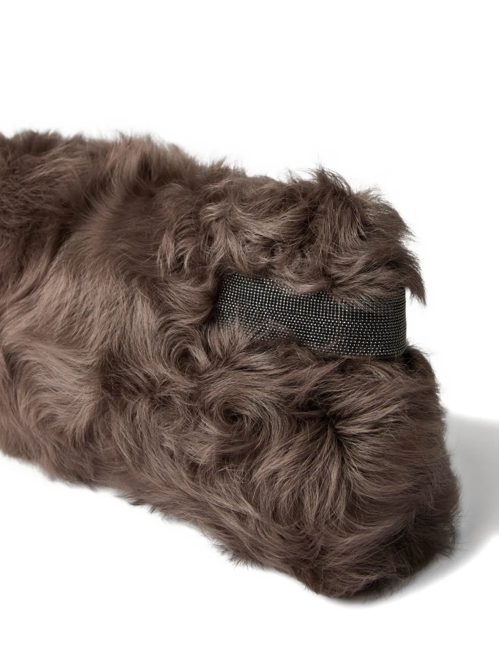 Brunello Cucinelli Wavy shearling clutch bag Bruin
