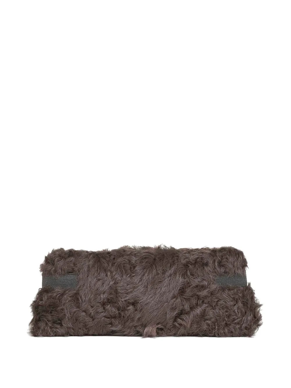 Brunello Cucinelli Wavy shearling clutch bag - Marrone