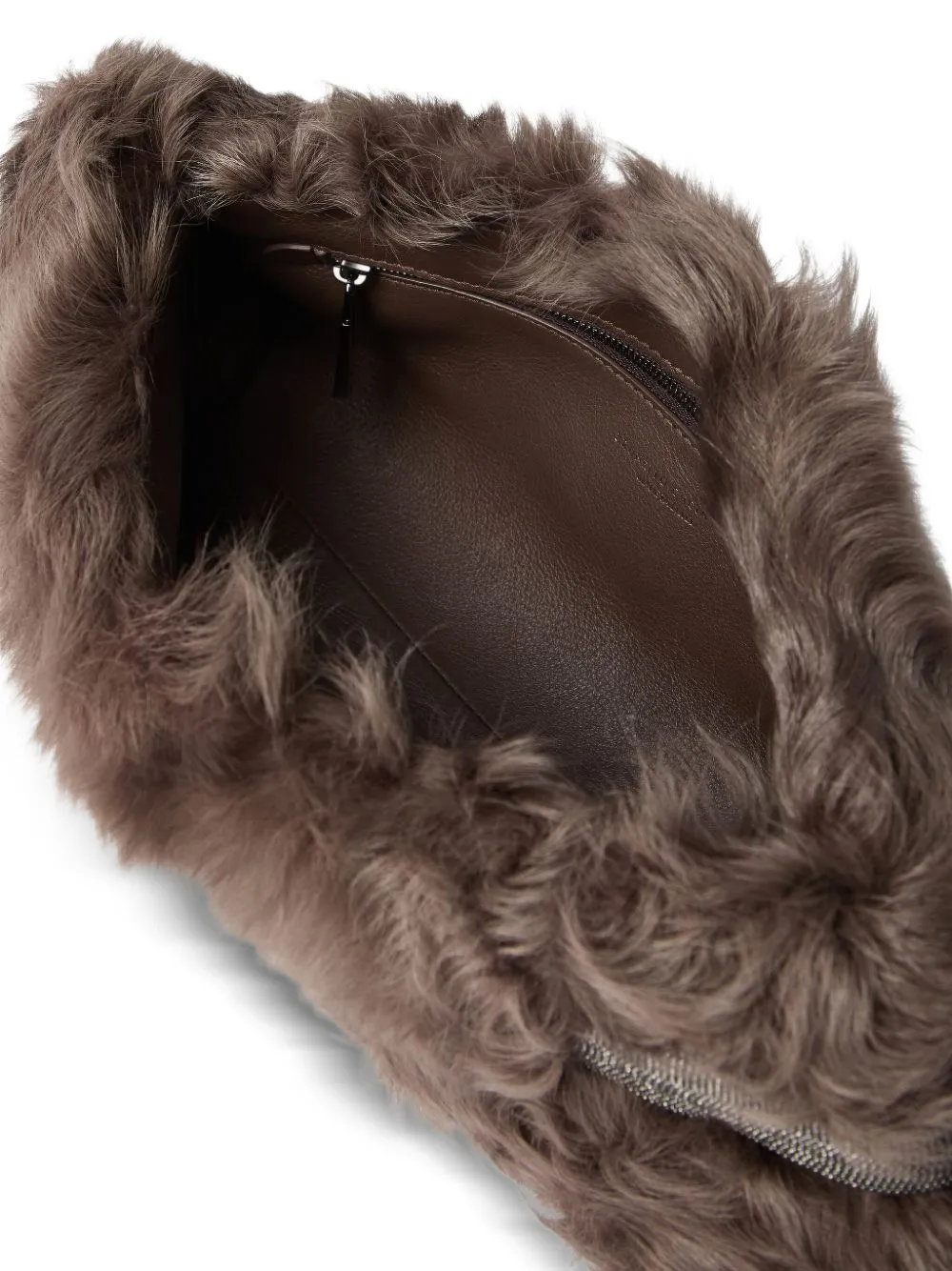 Wavy Shearling Clutch Bag