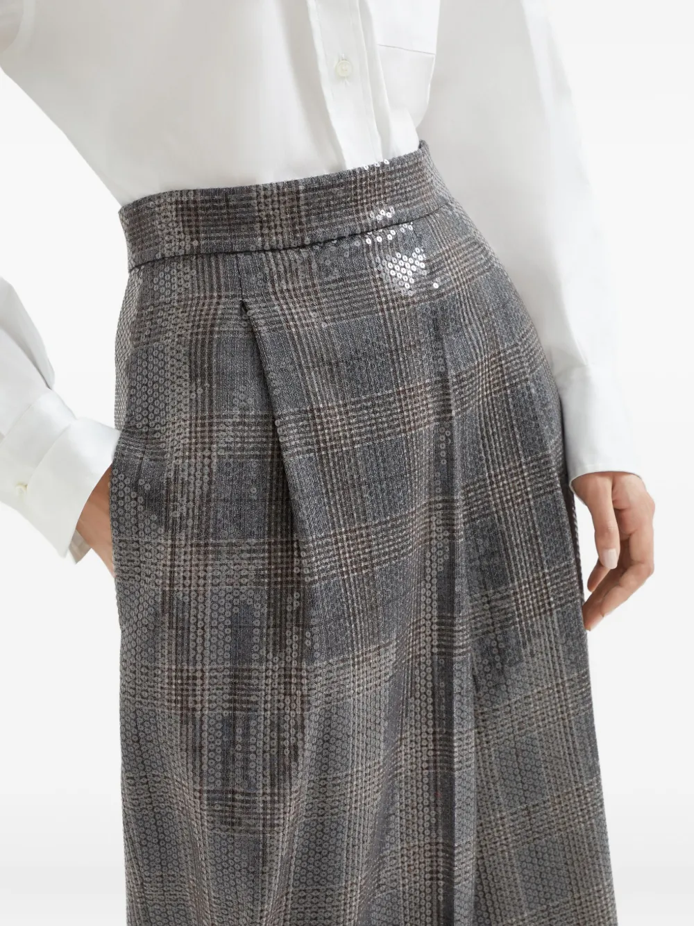 Brunello Cucinelli sequin-embellished long skirt Grijs