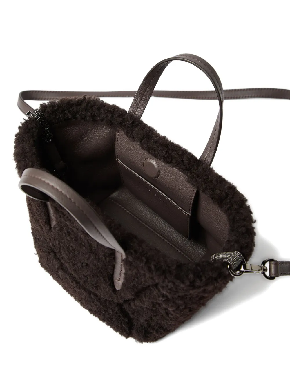 Brunello Cucinelli shearling tote bag Bruin