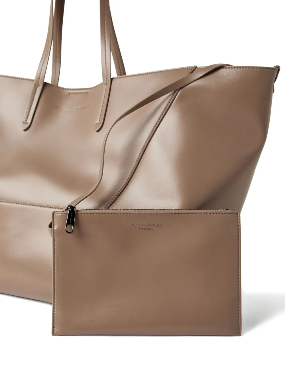 Brunello Cucinelli BC Duo calfskin tote bag Beige