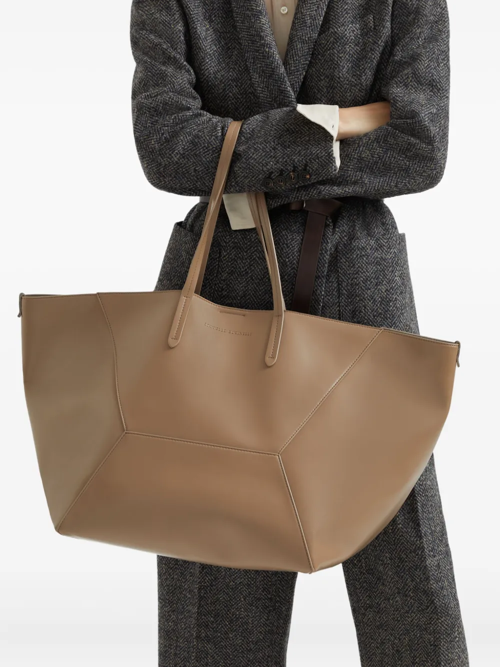 Brunello Cucinelli BC Duo calfskin tote bag Beige