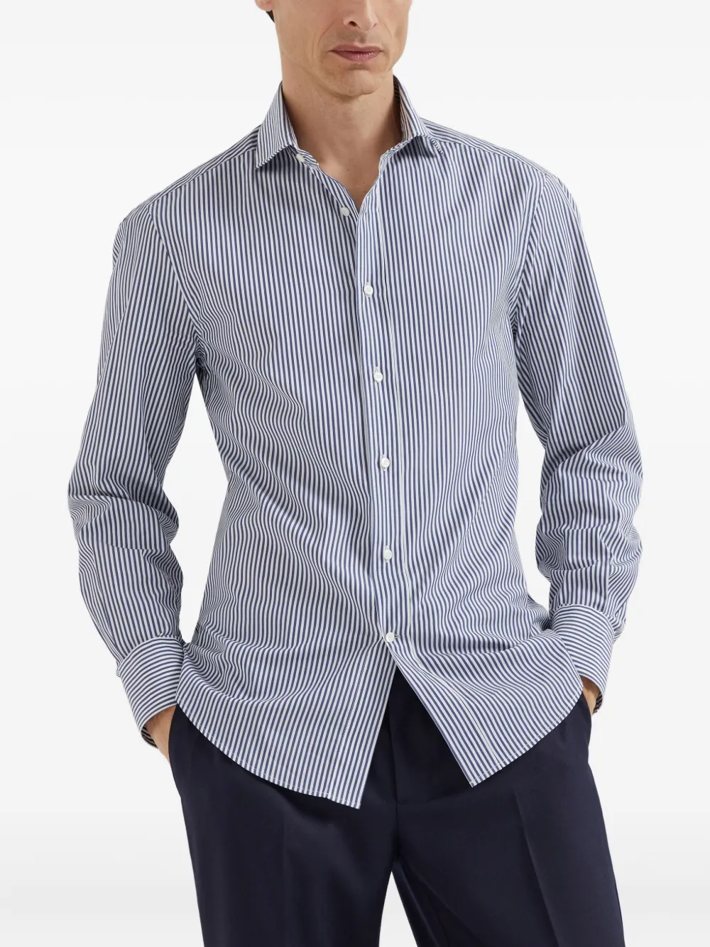Brunello Cucinelli Gestreept overhemd Blauw