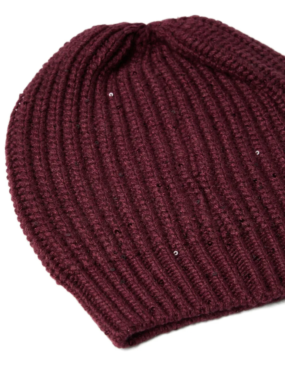 Brunello Cucinelli ribbed sequin beanie Rood