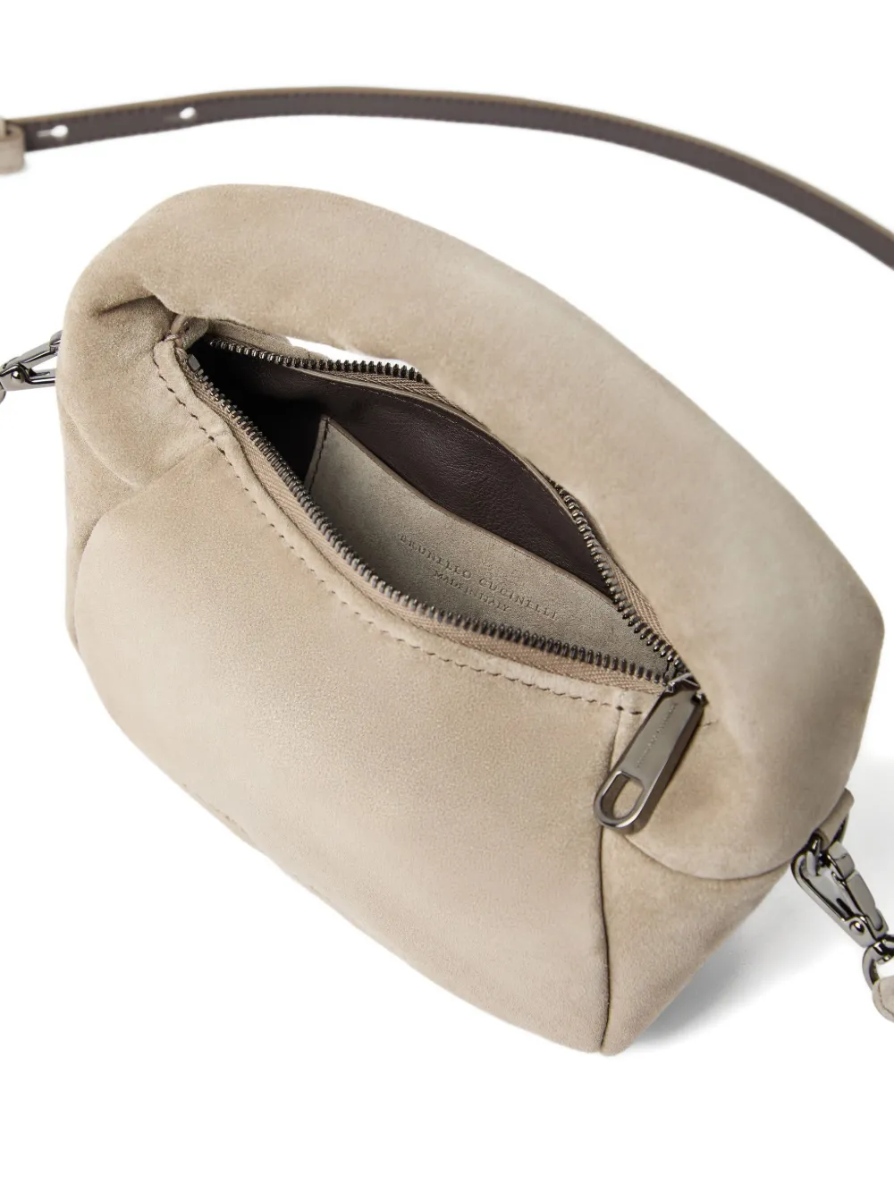 Brunello Cucinelli Padded Suede Mini Bag In Neutral