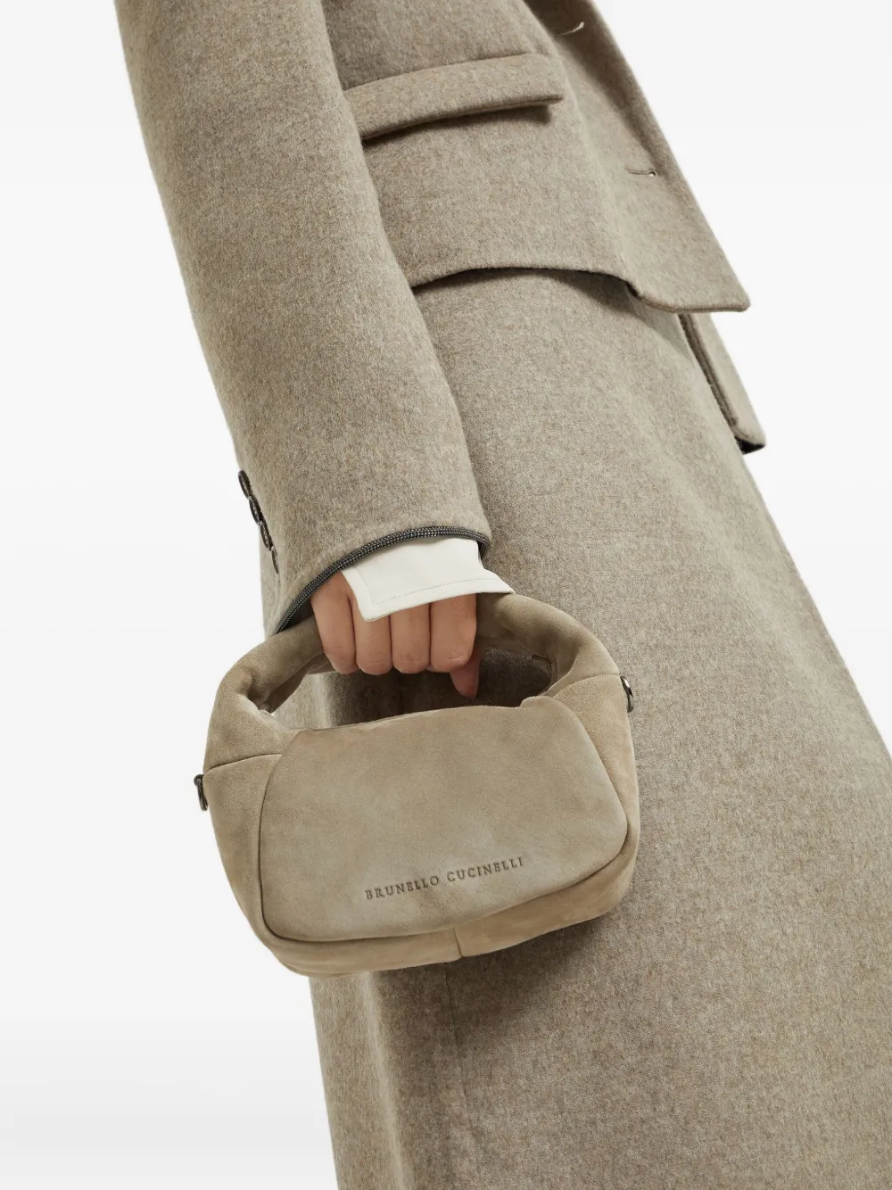 Brunello Cucinelli Padded Suede Mini Bag In Neutral
