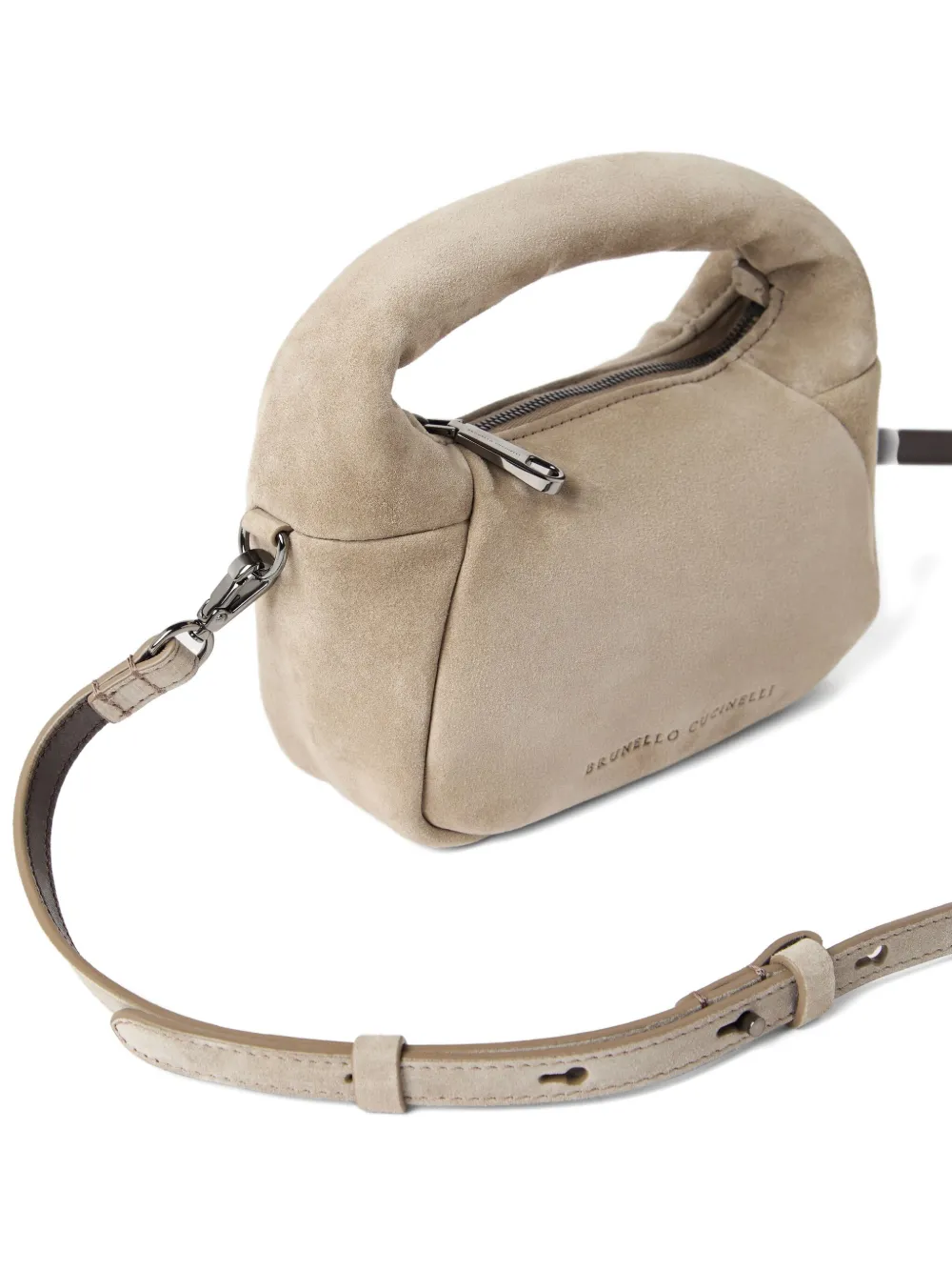 Brunello Cucinelli Padded Suede Mini Bag In Neutral