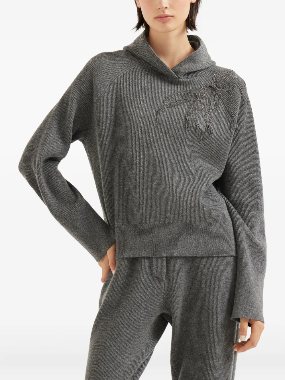 Brunello Cucinelli cashmere hoodie Grijs
