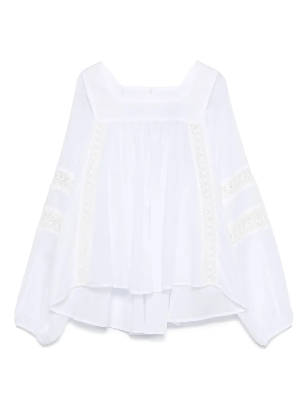 lace-insert cotton blouse