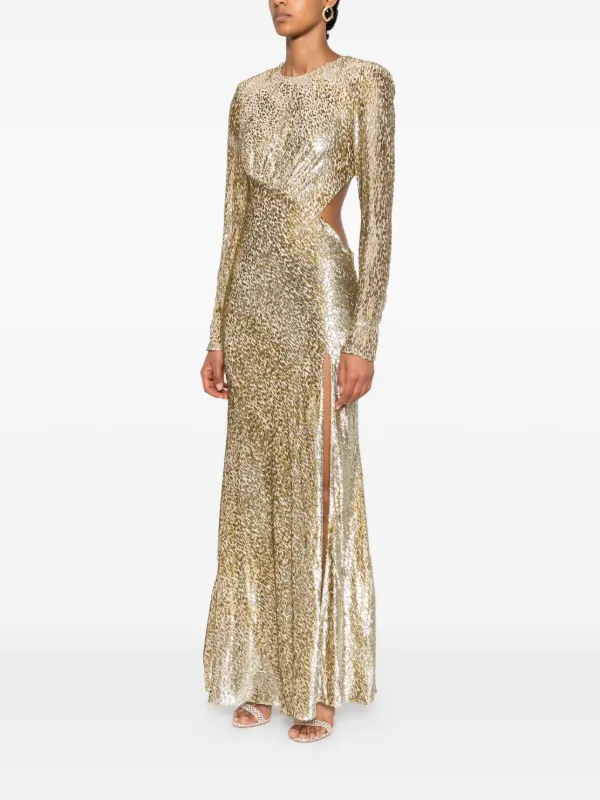 slim fit dress slacks Self-Portrait - Gold Metallic Sleeveless Dress main image 1