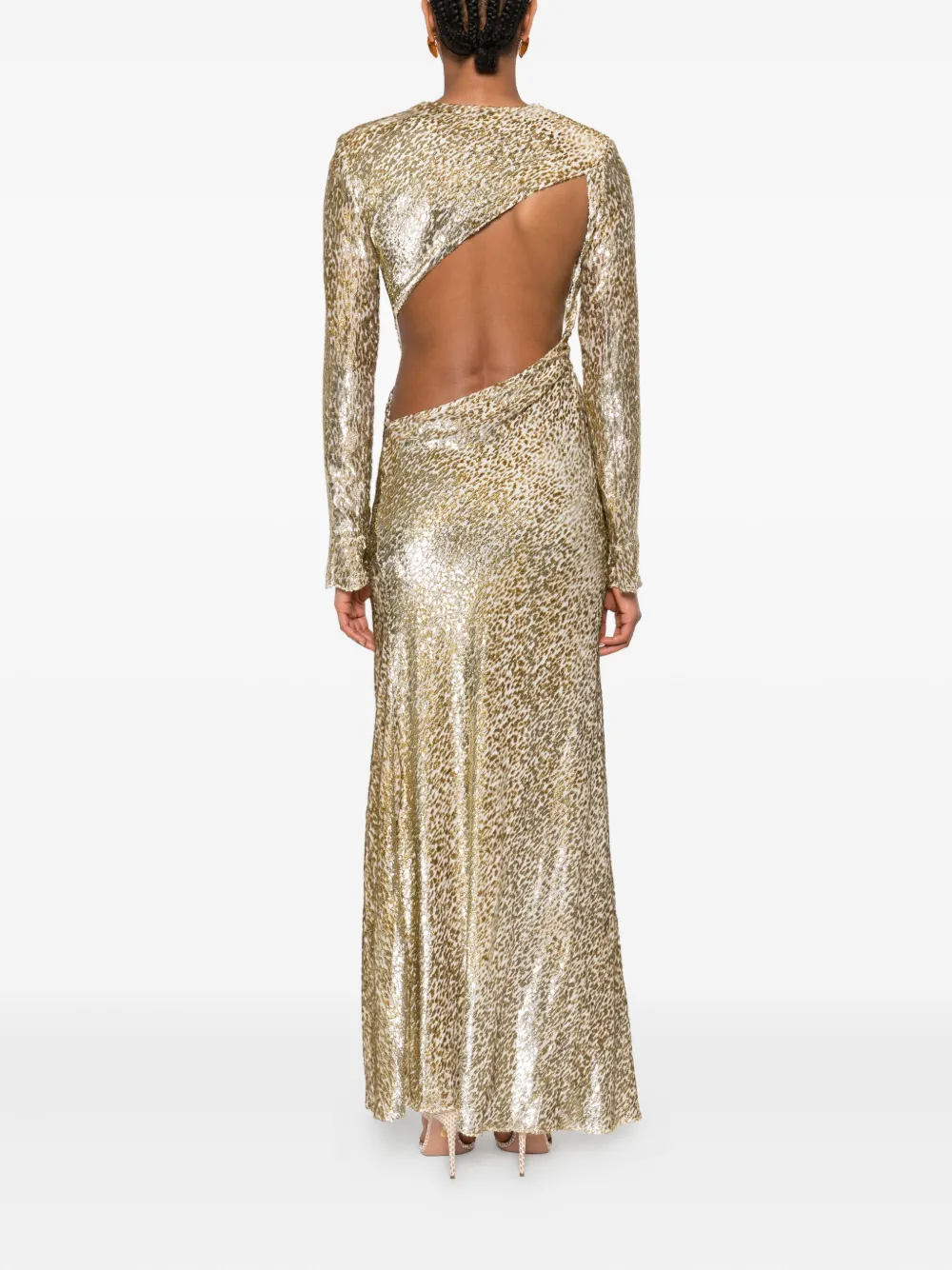 Self-Portrait long-sleeved maxi dress Goud