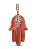 Kabana pre-owned 14K rose gold Hamsa diamond pendant - Red