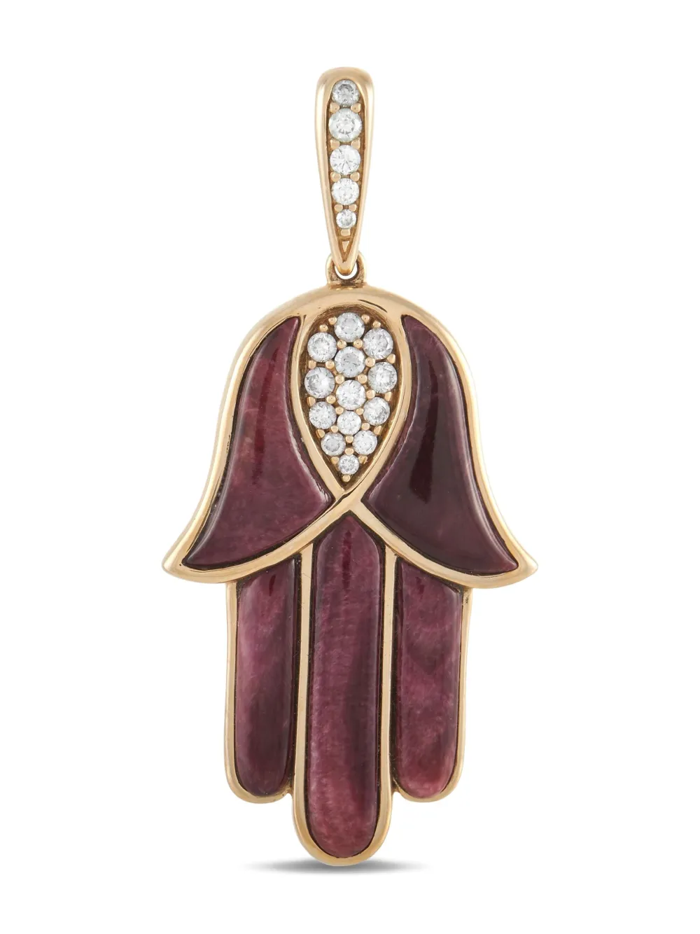 Kabana pre-owned 14K yellow gold Hamsa diamond pendant | Purple | Image 1