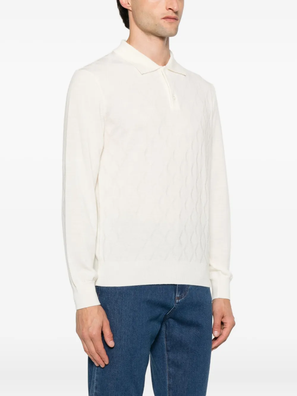 Canali Poloshirt met lange mouwen Beige