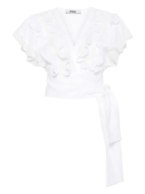 PNK lace-trimmed linen blouse