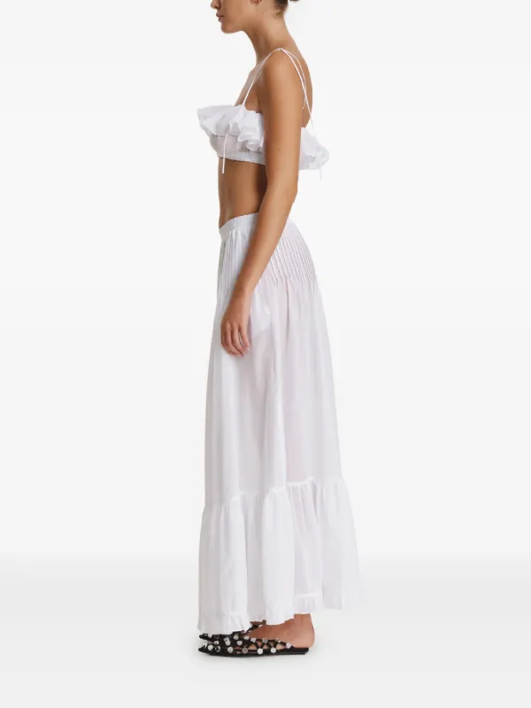 PNK Pleated Ruffled Maxi Skirt | White | FARFETCH
