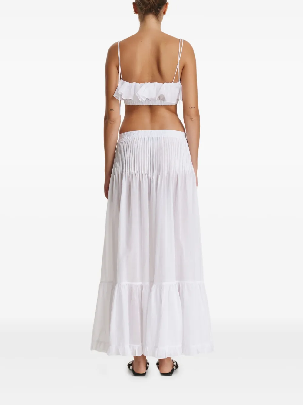  Pnk Pleated Ruffled Maxi Skirt - White 