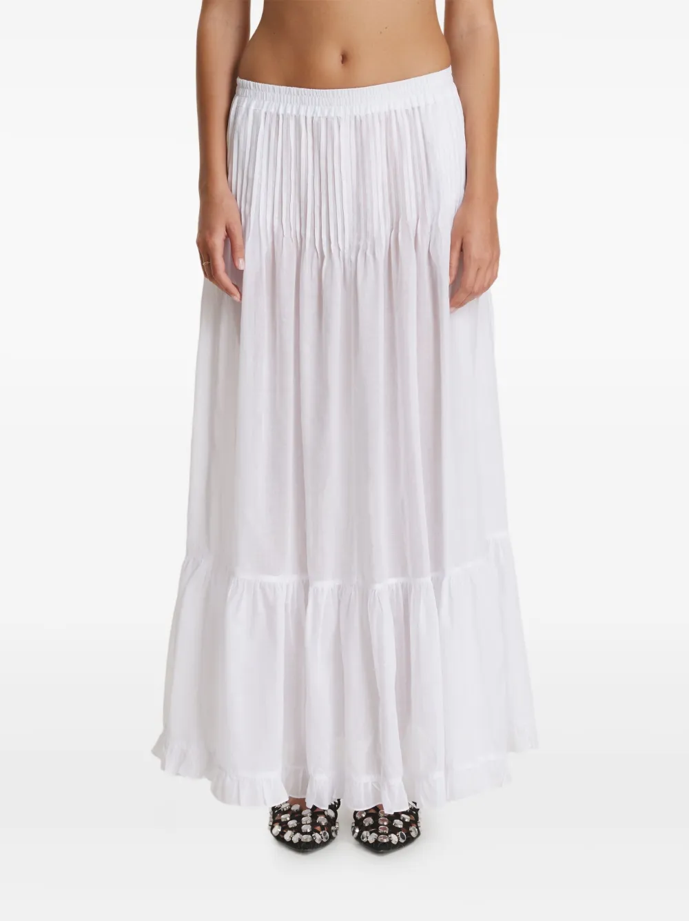 PNK jupe longue plissée à volants | blanc | Image 1