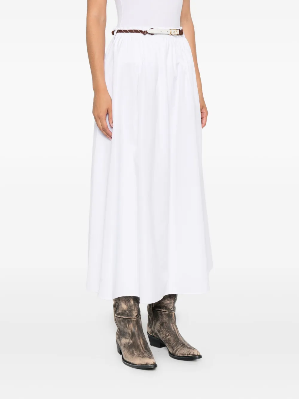 Miu Rok met elastische taille Wit