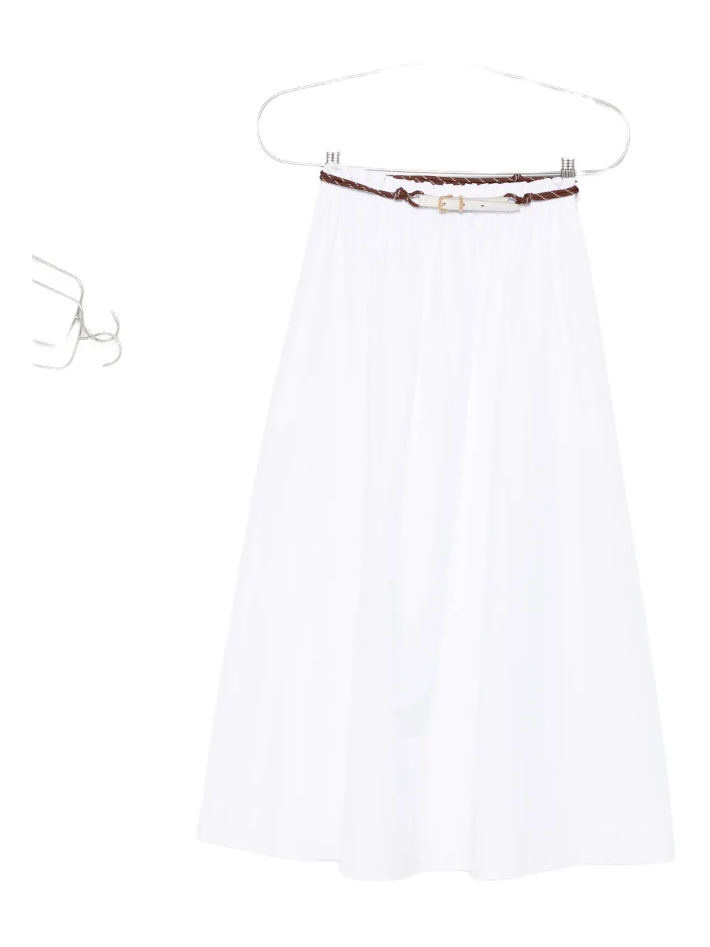 Miu Miu Gonna midi in cotone con vita elasticizzata - Bianco