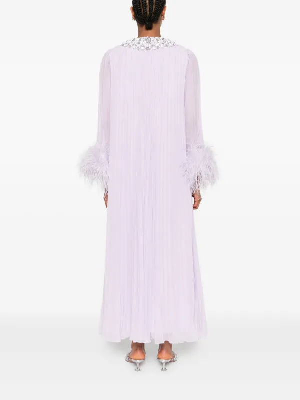Self-Portrait Chiffon feather-detail Dress | Purple