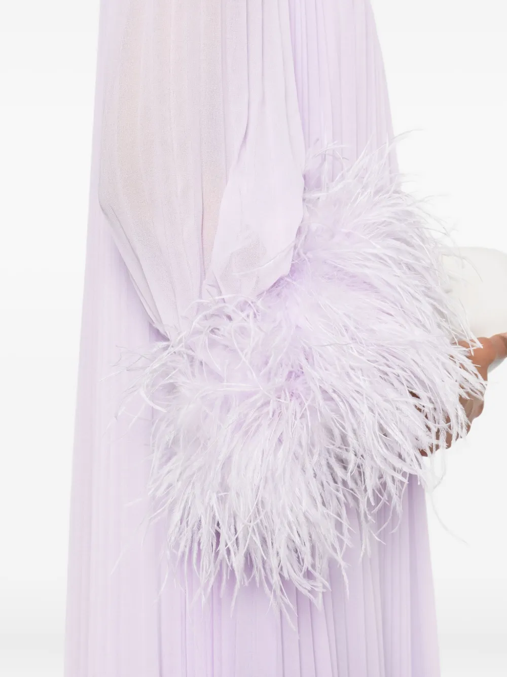 Self-Portrait Chiffon jurk met veren detail Paars