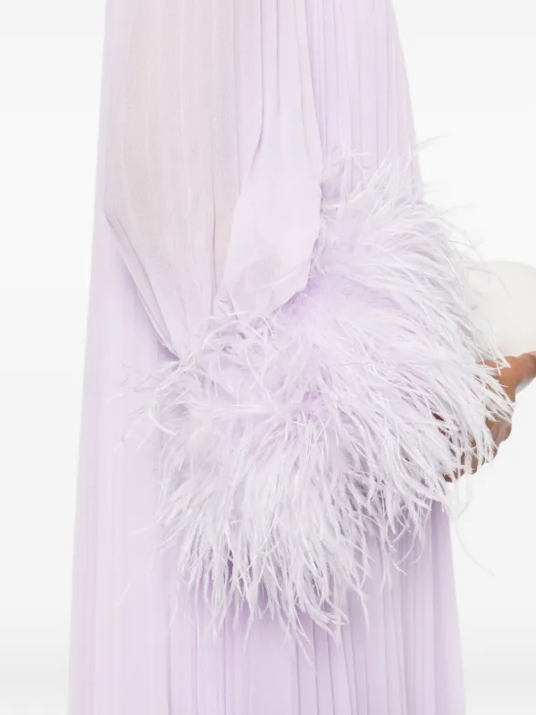 Self-Portrait Chiffon feather-detail Dress | Purple | FARFETCH
