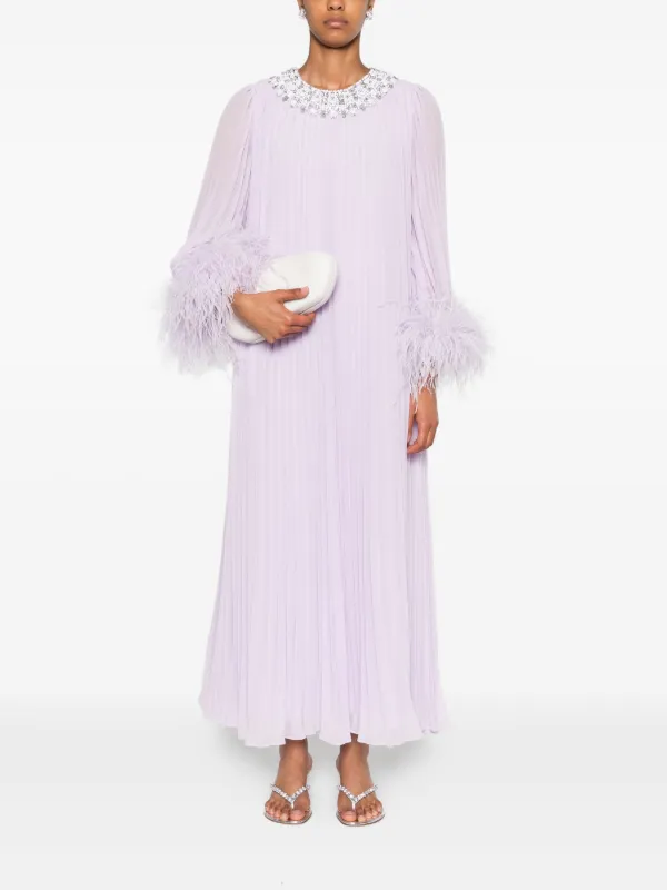 Self-Portrait Chiffon feather-detail Dress | Purple | FARFETCH