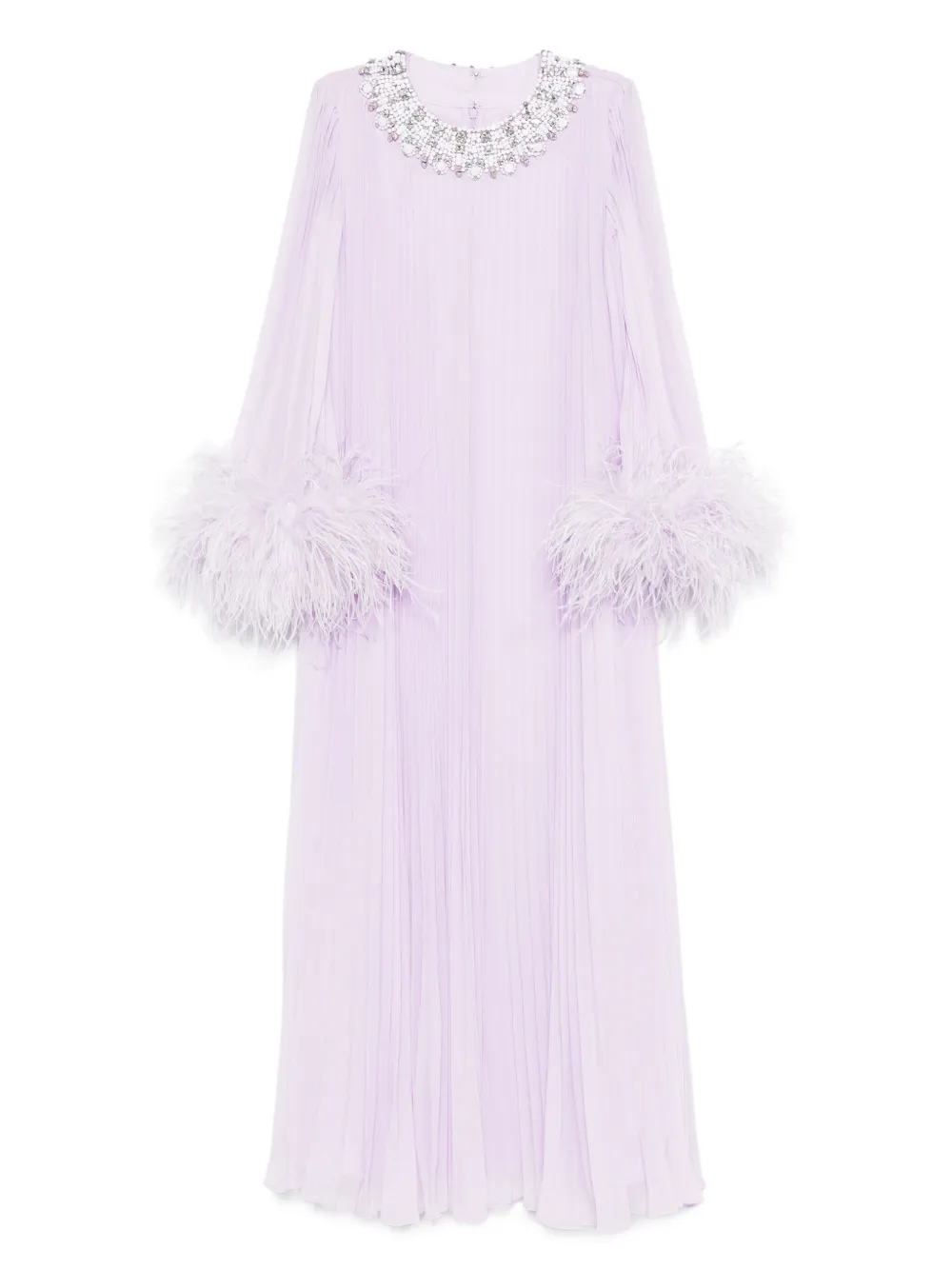 Self-Portrait chiffon feather-detail dress Paars