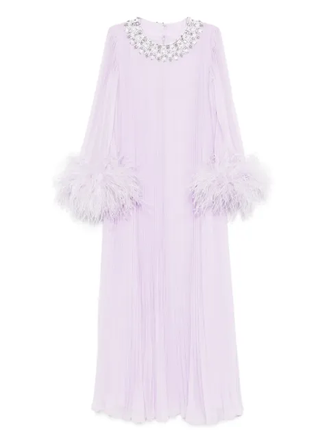 Self-Portrait chiffon feather-detail dress