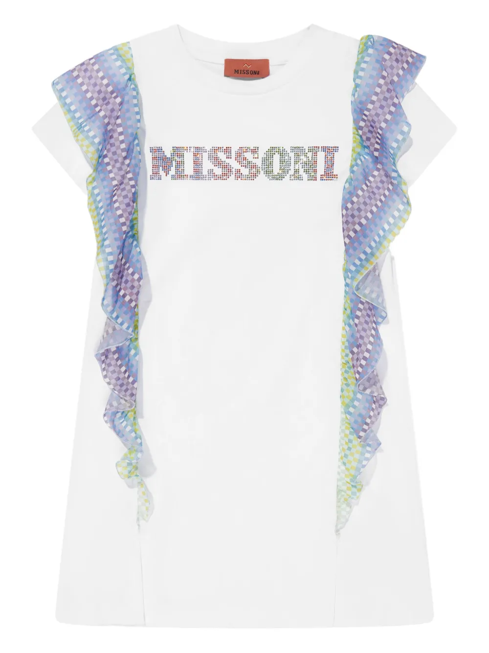Missoni Kids Jurk verfraaid met kristallen en ruches Wit