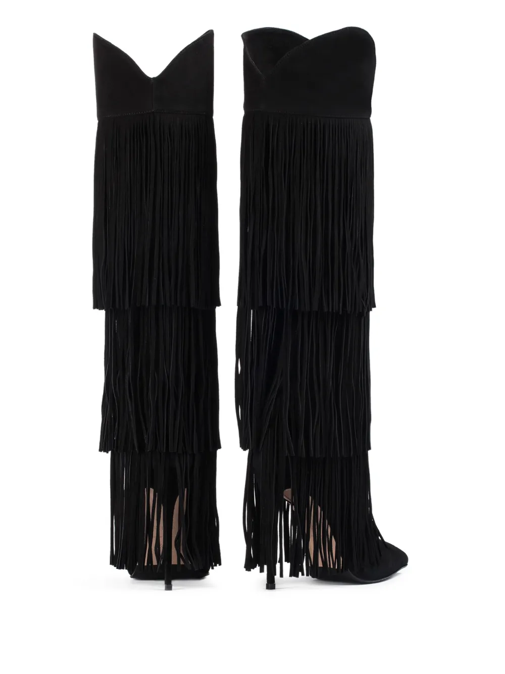 Le Silla 120mm Andy tiered-fringe suede boots Black