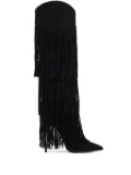 Le Silla 120mm Andy tiered-fringe suede boots - Black