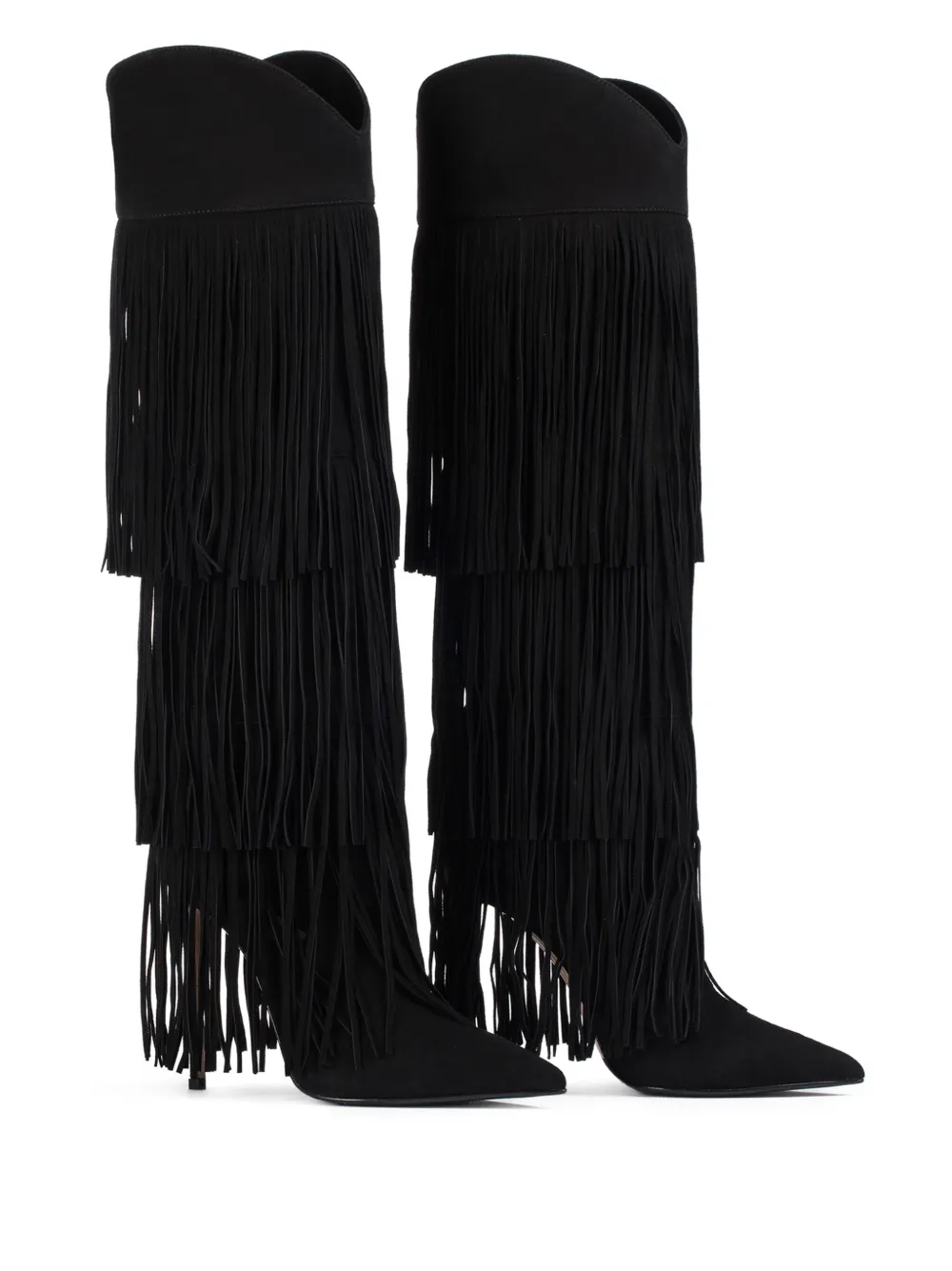 Le Silla 120mm Andy tiered-fringe suede boots Black