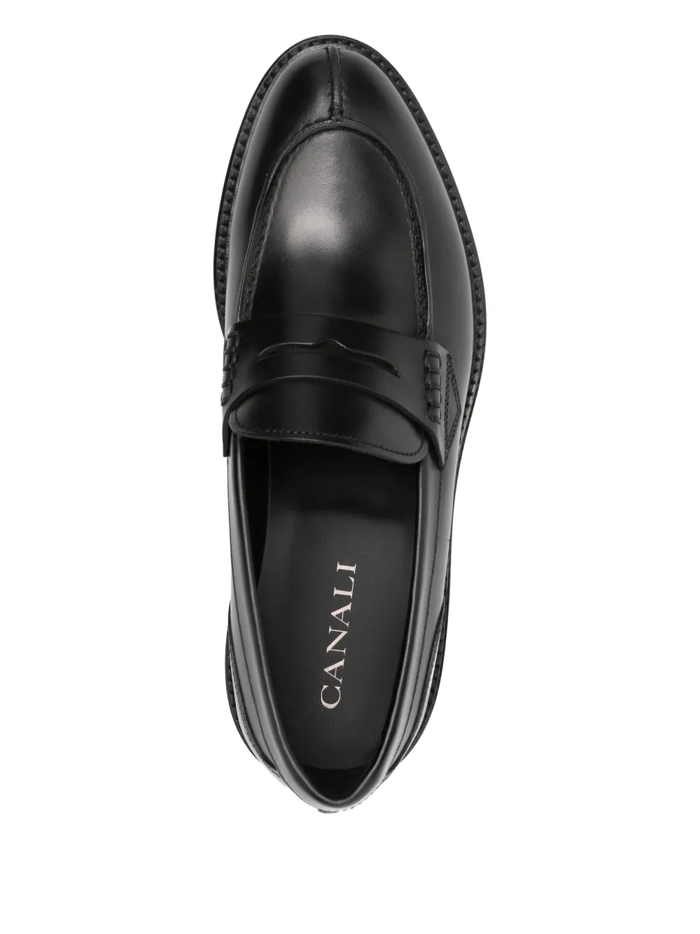 Canali penny leather loafers Black